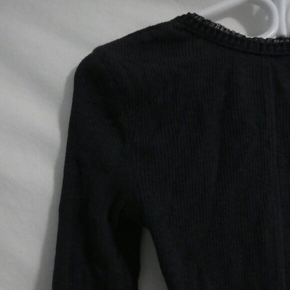 LEVI'S - San Francisco | medium | Navy Long Sleeve Ribbed Mini Dress | Lace Neck - Picture 9 of 14